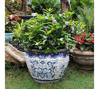 SdaryWare Color Ceramic Large Flower Pot Outdoor Plant Pot Creative Characteristic Mexico Vase Villa Patio Process Outdoor Garden Container for Villa Hallway Hallway Colorful Garden Planter,35 * 32CM