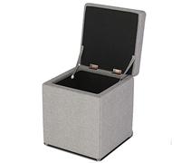 SdaryWare Comfortable Large Capacity Storage Stool,Sturdy Multifunctional Footstool for Clothing Toys Shoes,Cotton Linen Cube Storage Ottoman-Light Green 30x30x35cm,Grey-30x30x35cm