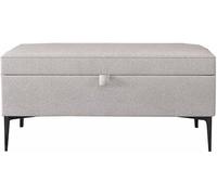 SdaryWare Fire Safety Folding Storage Ottoman Large Upholstered Rectangular Storage Ottoman Bench with Hinged Lid Technological fabrics Metal foot 150kg load Ottomans,Beige-60cm/23.6in