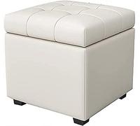 SdaryWare Footstool Storage Ottoman,Leather Ottoman Foot Rest,Premium Foot Stool Cube Ottoman with Storage,Modern Storage Stool,Brown,100X40X42Cm,White-100x40x42cm