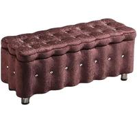 SdaryWare Rectangular Storage Ottoman Footstool with Hinged Lid, Nordic Simplicity Living Room Sofa Bench Bedroom Bed End Stool Living Room Shoe Changing Stool,Brown-60X40X40cm