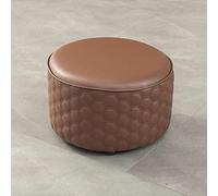SdaryWare Round Leather Ottoman Footstool for Living Room Kitchen Bedroom Light Gray 36x40cm Stylish Shoe Change Stool and for Comfort and Relaxation,Brown-36x26cm