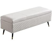SdaryWare Storage bench Storage stool Storage Ottoman Foot Rest Stool Short Ottoman Foot Stools Foldable Footrest Folding Storage Thicker Padded Seat Collapsible Bench En,Off-white-100X40X45cm