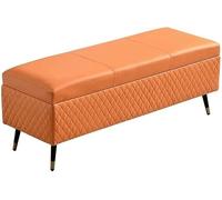 SdaryWare Storage bench Storage stool Storage Ottoman Foot Rest Stool Short Ottoman Foot Stools Foldable Footrest Folding Storage Thicker Padded Seat Collapsible Bench En,Oranje-100X40X45cm