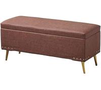 SdaryWare Storage Stool Storage Ottoman Footstool Storage Seat Foot Stool Storage Box Foldable Storage Box Storage Stool Footrest Seat Box Cover Rest Stool Padded Seat De,Brown-90X40X45cm