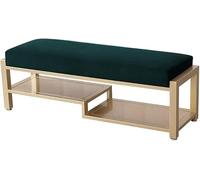 SdaryWare Upholstered Storage Stool, Rectangular Footstool, Shoe Bench, Modern Wrought Iron Bedroom Bed Stool, Sofa Stool, Changing Shoe Stool,Vert-100x35x40cm
