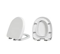 SdaryWare White D Shape Toilet Seat U Shape Toilet Seat Soft Close Quick Release UF Heavy Duty Bigger Cover White, 345 * 420Mm,02E(02E)