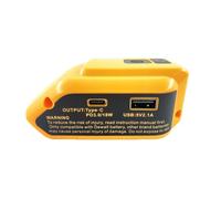 SDAZGVRK Battery Charger Adapter for Dewalt 20V max Batteries, Battery Generator Power Converter with USB Charger, LED Work Light for Phone, Work, Camping Travel, Tool (Yellow(USB Type-C DC))