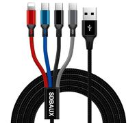 SDBAUX 3A Multi Charger Cable 4 in 1, 1.2M Universal USB Charger Cord Lead