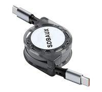 SDBAUX 60W USB C Retractable Cable 1M, USB C to Type C PD 3.0 Fast Charging | Data Sync Charger Cord, Fits Samsung Galaxy, MacBook Air/Pro, Sony, Moto, iPad Pro, Switch, iPhone 17/16/15 Series, CarPaly.