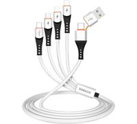 SDBAUX Multi Charging Cable 6 in 1[3A 1.2M], USB A/C to Multi 4 in 1 Charger Cord, with 2*iP/Type C/Micro USB Connectors, for iOS Phones, Android Galaxy S25 S24, LG, Sony, Huawei, Moto, Xiaomi, PS5