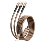 SDBAUX USB C to Multi Charger Cable 100W Max,1.2M 3 in 1 Braided Splitter Cord with 2*Type C/iP Ports, PD 3.0 Fast Charging for Phone 17 16 15 14 13 12 11,Galaxy S25 S24,Pad,MacBook Air/Pro and More