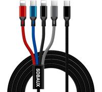 SDBAUX USB C to Multi Charger Cable 3A 1.2M, Braided Universal Type C to 4 in 1 Fast Charging Cord Lead, with 2iP/Type C/Micro USB Ports, for iOS Phones, Samsung Galaxy, LG, Sony, Huawei, Moto, Xiaomi