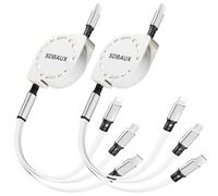 SDBAUX USB C to Multi Retractable Charging Cable, [3A 1M 2 Pack] Type C to 4 in 1 Charger Cord with iP/Type C/Micro USB Ports, for iPhone 16/15 Series, Android Galaxy, Huawei, Xiaomi, LG, Sony, Moto