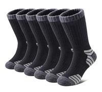 SDBING 6 Pairs Kids Merino Wool Hiking Socks Boys Girls Toddler Thick Cushion Winter Warm Crew Gift, black, 4-7 Jahre