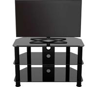 AVF Black Glass TV Stand - Black Glass & Metal Leg TV Unit Floorstand with Cable Management, 80cm Wide, For TVs Up to 43" & 40kg - SDC800CMBB