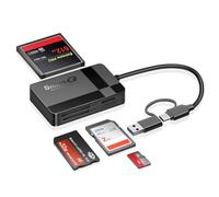 SDCard Reader, Multi-Format Memory Card Reader 4-in-1 usb C USB 3.0 Dual Connector Adapter Supports SD, MS, CF, TF, and Micro SD Cards. Compatible with Desktops, Tablets, and Smartphones