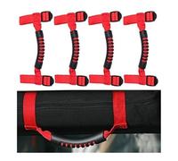 SDCDKLPEPT 4 x Black Roll Bar Grab Handles for Jeep Wrangler YJ TJ JK JL JLU (1995-2018), Sahara, for Freedom, Rubicon X Unlimited Car Interior Door Handle Trim(Red)