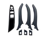 SDCDKLPEPT 7PCS Interior Door Window Regulator Panel Trim Leather Pull Handle for BMW 5 Series F10 F11 F18 520-535 Red_Brown Set Car Interior Door Handle Trim( Black 7pcs Set)