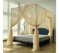SDCGB Princess Canopy Bed Curtains, 4 Corner Post Bed Canopy for Girls & Adults, Luxurious 4 Opening Bed Drapes for Room Décor(59" W x 78" L, Yellow)