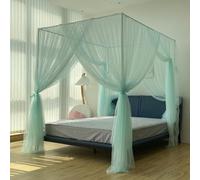 SDCGB Princess Canopy Bed Curtains, 4 Corner Post Bed Canopy for Girls & Adults, Luxurious 4 Opening Bed Drapes for Room Décor(53" W x 78" L, Green)
