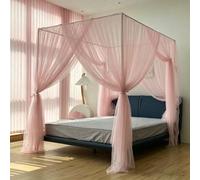 SDCGB Princess Canopy Bed Curtains, 4 Corner Post Bed Canopy for Girls & Adults, Luxurious 4 Opening Bed Drapes for Room Décor(59" W x 78" L, Pink)