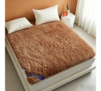 SDCGB Wool Fleece Mattress Pad, Australian Wool Plush Mattress Topper, Soft Breathable Bed Mattress Cover with Elastic Band Straps(53x79inch, Brown)