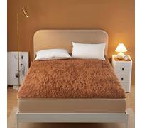 SDCGB Wool Fleece Mattress Topper, Thick Fitted Mattress Pad with Elastic Band Straps, Soft Breathable Bed Mattress Cove(180x220cm, Brown)
