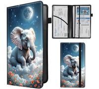 SDDFRHGH Car Registration and Insurance Card Holder - Elephant on the Cloud Leather Document Organizer & Bifold wallet for License, Insurance Cards | Fits Vehicle Glove Box & Visor
