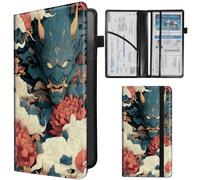 SDDFRHGH Car Registration and Insurance Card Holder - Hannya Japanese Monster Leather Document Organizer & Bifold wallet for License, Insurance Cards | Fits Vehicle Glove Box & Visor