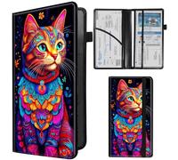 SDDFRHGH Car Registration and Insurance Card Holder - Lucky Cat Leather Document Organizer & Bifold wallet for License, Insurance Cards | Fits Vehicle Glove Box & Visor