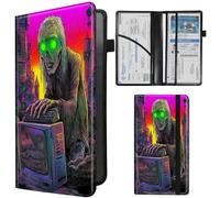 SDDFRHGH Car Registration and Insurance Card Holder - Zombies Computer Leather Document Organizer & Bifold wallet for License, Insurance Cards | Fits Vehicle Glove Box & Visor