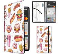 SDDFRHGH Car Registration and Insurance Holder,Leather Insurance License and Registration Card Holder for Car Glove Box,Auto Truck Document Holder Organizer for Men Women-Hamburg Donuts Food