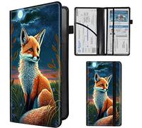 SDDFRHGH Car Registration and Insurance Holder,Leather Insurance License and Registration Card Holder for Car Glove Box, Auto Truck Document Holder Organizer for Men Women-Fox in the Moon Night