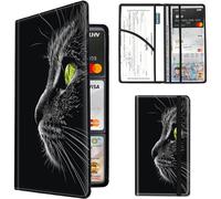 SDDFRHGH Car Registration and Insurance Holder,Leather Insurance License and Registration Card Holder for Car Glove Box,Auto Truck Document Holder Organizer for Men Women, Black Cat with Green eyes