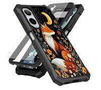 SDDFRHGH Case for Cricket Icon 6 SL219C/AT&T Verge SL219A Phone Case with Screen Protector (Tempered Glass),Slim TPU Rugged Corners Bumper Cover for Men Women-Floral Fox