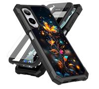 SDDFRHGH Case for Cricket Icon 6 SL219C/AT&T Verge SL219A Phone Case with Screen Protector (Tempered Glass),Slim TPU Rugged Corners Bumper Cover for Men Women-Glowing Leaves