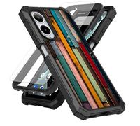 SDDFRHGH Case for Cricket Icon 6 SL219C/AT&T Verge SL219A Phone Case with Screen Protector (Tempered Glass),Slim TPU Rugged Corners Bumper Cover for Men Women-Coloful Wooden Bamboo Wall
