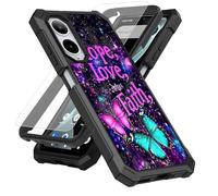 SDDFRHGH Case for Cricket Icon 6 SL219C/AT&T Verge SL219A Phone Case with Screen Protector (Tempered Glass),Slim TPU Rugged Corners Bumper Cover for Men Women-Hope Love Faith Quotes
