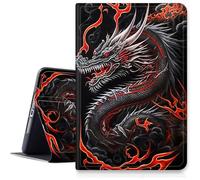 SDDFRHGH for Fire HD 8 Tablet Case (12th/10th Generation,2024/2022/2020 Release)/Amazon Kindle Fire 8 Case,Hybrid Slim Multi-Angles Stand Auto Wake/Sleep Cover-Dragon with Red Flame