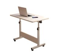 SDdPulse Adjustable Overbed Table with Wheels Mobile Standing Desk 40x60cm/40x80cm Lifting Range 65-87cm Sturdy Steel Legs Portable Laptop Desk White Finish