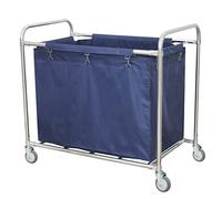SDdPulse Heavy-Duty Stainless Steel Laundry Trolley on Wheels - Commercial Laundry Basket with Removable Bags & Handle - Mobile Laundry Sorter Hamper for Home & Hotel Use,Blue-F