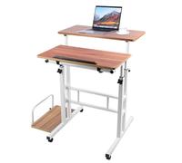 SDdPulse Mobile Height Adjustable Laptop Table with Wheels Rolling Standing Desk Computer Desk for Bedroom & Living Room,Dunkles Eichenholz-82x60x67-117 cm
