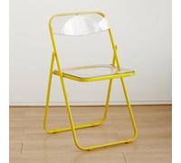 SDdPulse Transparent Acrylic Folding Chairs Stackable Dining Chair Foldable Ergonomic Stool with Backrest for Home Living Room Dining Room,Yellow-One Size