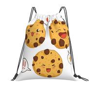 SDEGTHO 3 Chocolate Chip Cookies Printed Drawstring Backpack Gym Bag, Lightweight Water-Resistant Sports Backpack For Men Women, Yoga, Running, Workout
