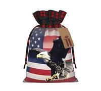 SDEGTHO 3d Bald Eagle Flying With American Flag 1pcs Durable Material Tote Bag 4.7x 6.9in With Drawstring Choice For Halloween Stylish Gift