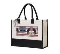 SDEGTHO 3d Bald Eagle Flying With American Flag Canvas Tote Bags For Women Canvas Gift Bag Tote Bag Shopping Grocery, Beige, One Size