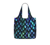 SDEGTHO 3D Magical Dragon Scales Pattern Printed Foldable Shopping Bag Reusable, Large Capacity Tote for Grocery, Travel and Commuting