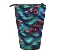 SDEGTHO 3d Magical Dragon Scales Pattern Standing Pencil Case,Cute Stand Up Pencils Pouch,Telescopic Pen Pouches,Portable Pens Holder, Black, One Size, Fashion