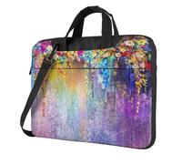 SDEGTHO Abstract Purple Weeping Flower Print Multi-Pocket Laptop Bag Shoulder Crossbody Case Shockproof Computer Briefcase For Sports